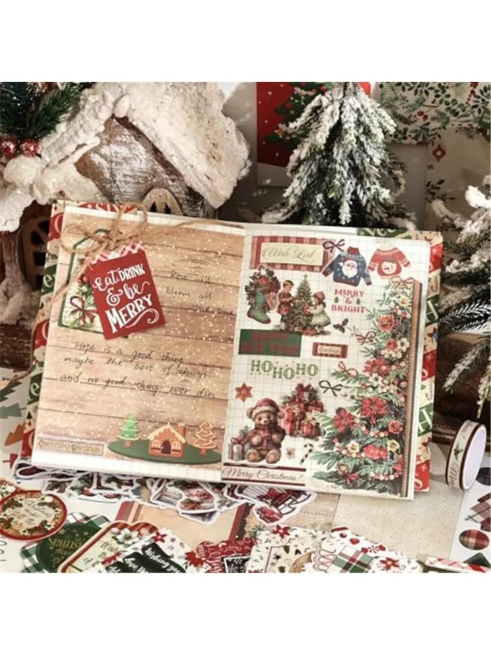 Christmas Scrapbooking Supplies Kit, Aesthetic New Year Festival Scrapbook Kits